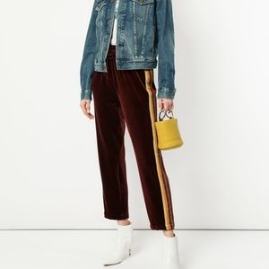 MOTHER Cropped striped velvet tapered pants
